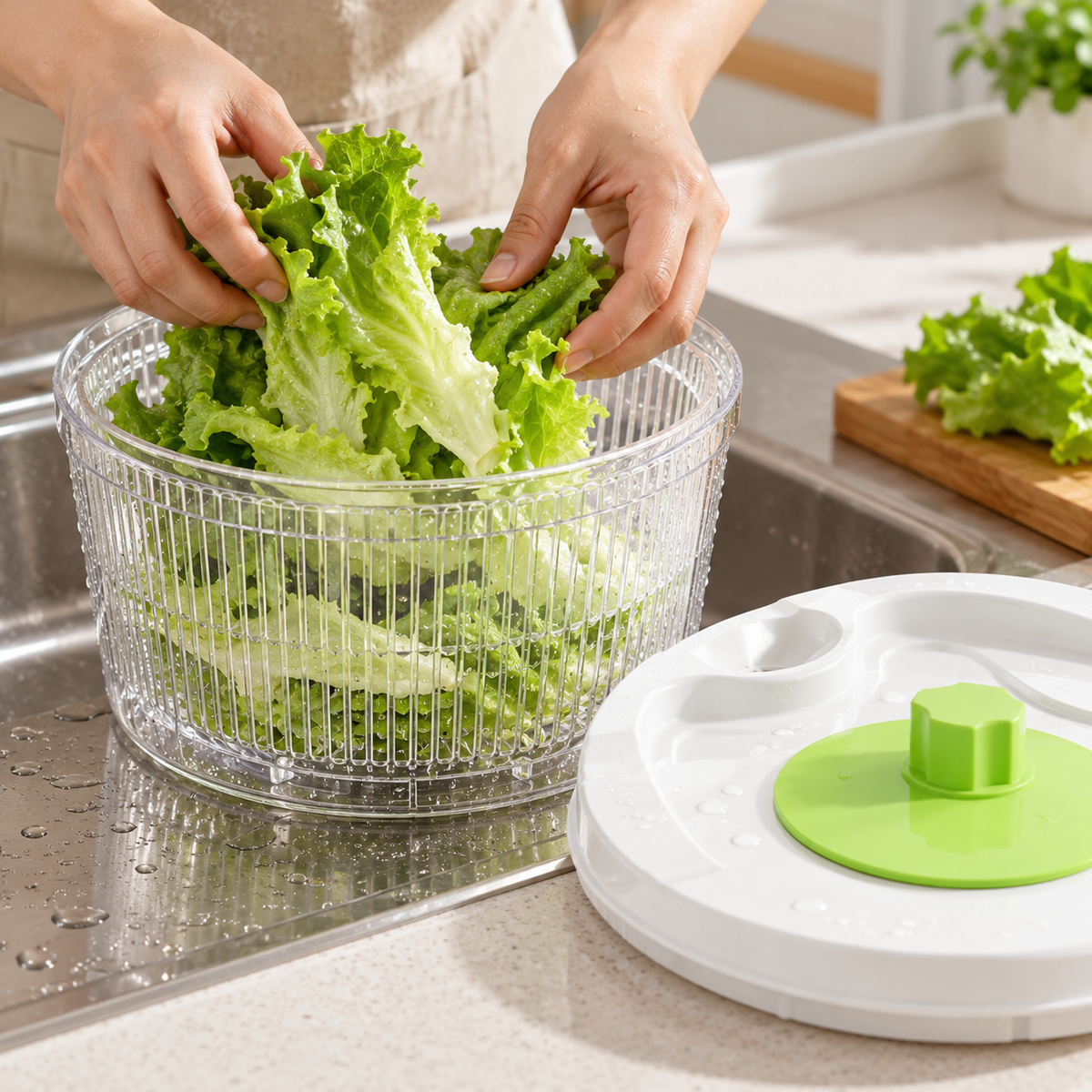 🥗 Salad Spinner | Clear Plastic | Prep | Cook's Gift | Sleek