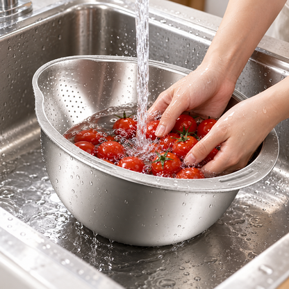 🥣 Cook's Gift | Stainless Steel | Rice Prep | Sleek Drainage