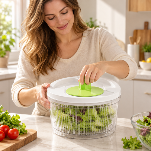 🥗 Salad Spinner | Clear Plastic | Prep | Cook's Gift | Sleek